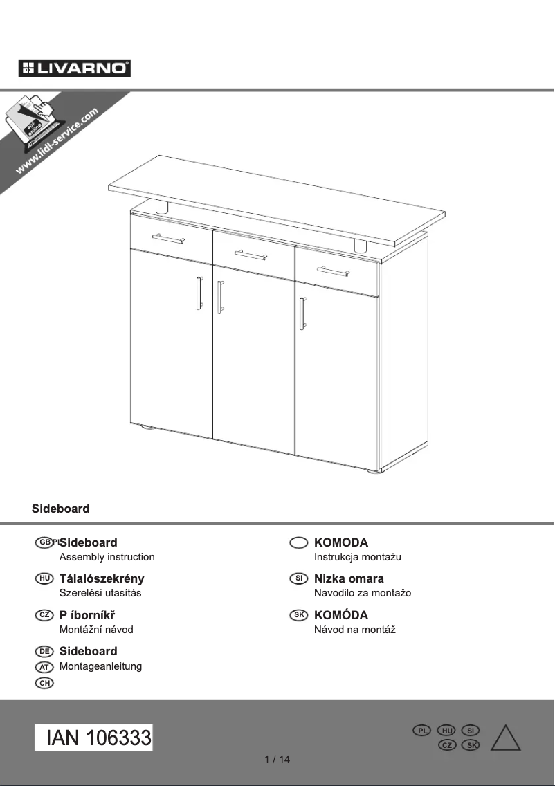 First page image of the manual for IAN 106333
