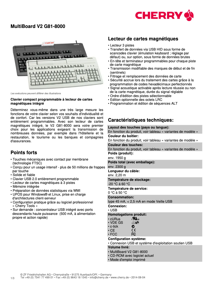 First page image of the manual for MultiBoard V2 G81-8000