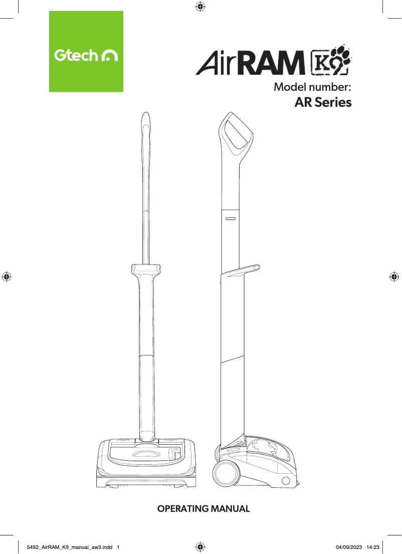 First page image of the manual for AirRAM MK2 K9