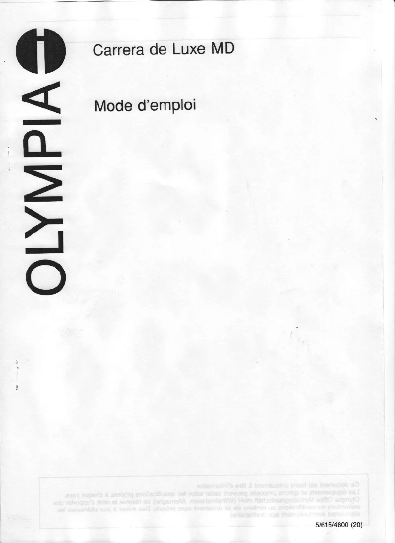 Page 1 of the manual User Manual Olympia Carrera de luxe