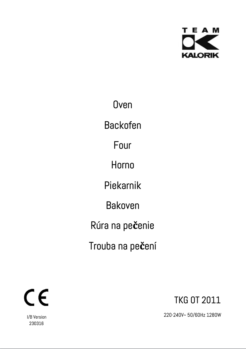 Page 1 of the manual User Manual Kalorik TKG OT 2011