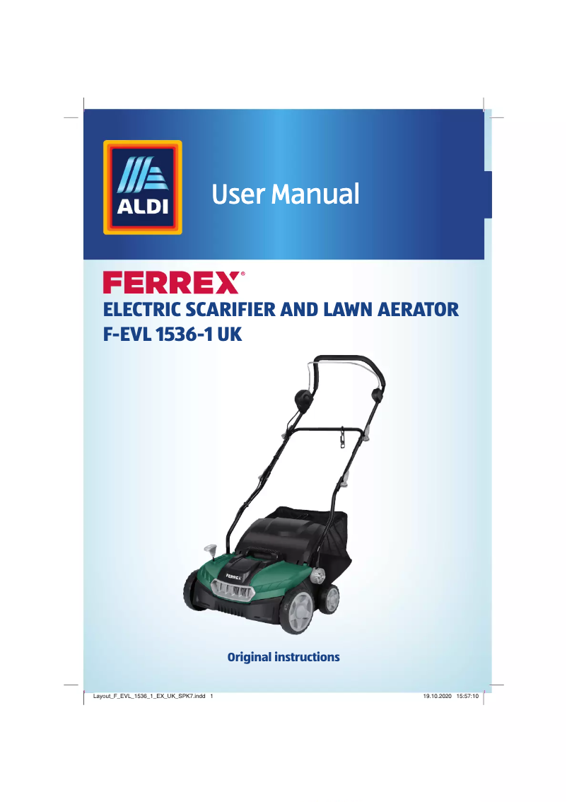 First page image of the manual for F-EVL 1536-1 UK