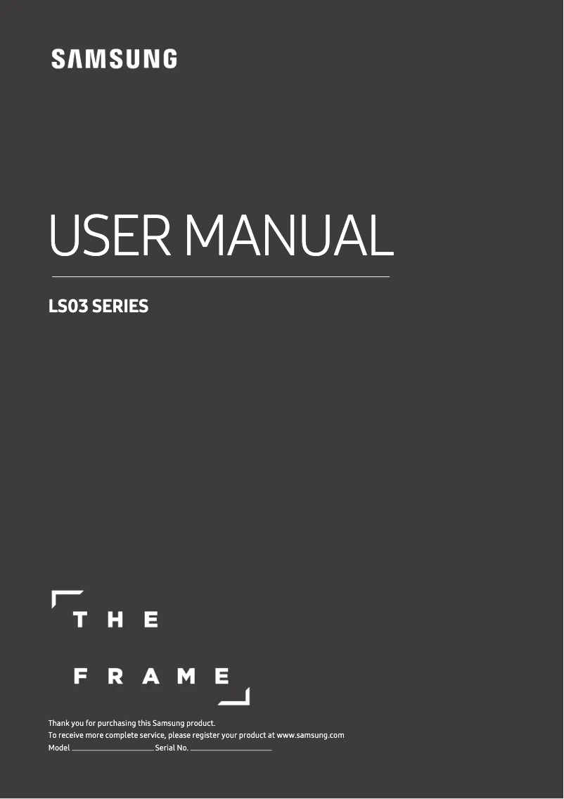Page 1 of the manual User Manual Samsung The Frame UE43LS03N