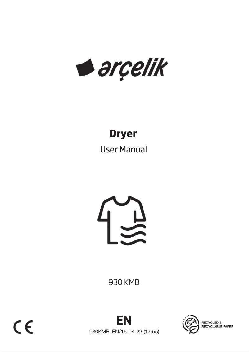 Page 1 of the manual User Manual Arçelik 930 KM B