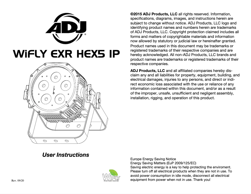 Page 1 of the manual User Manual American DJ WiFLY EXR HEX5 IP