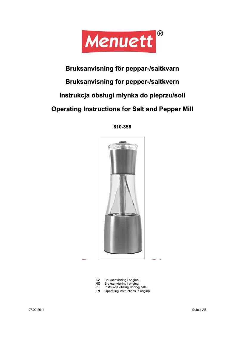 First page image of the manual for 810-356