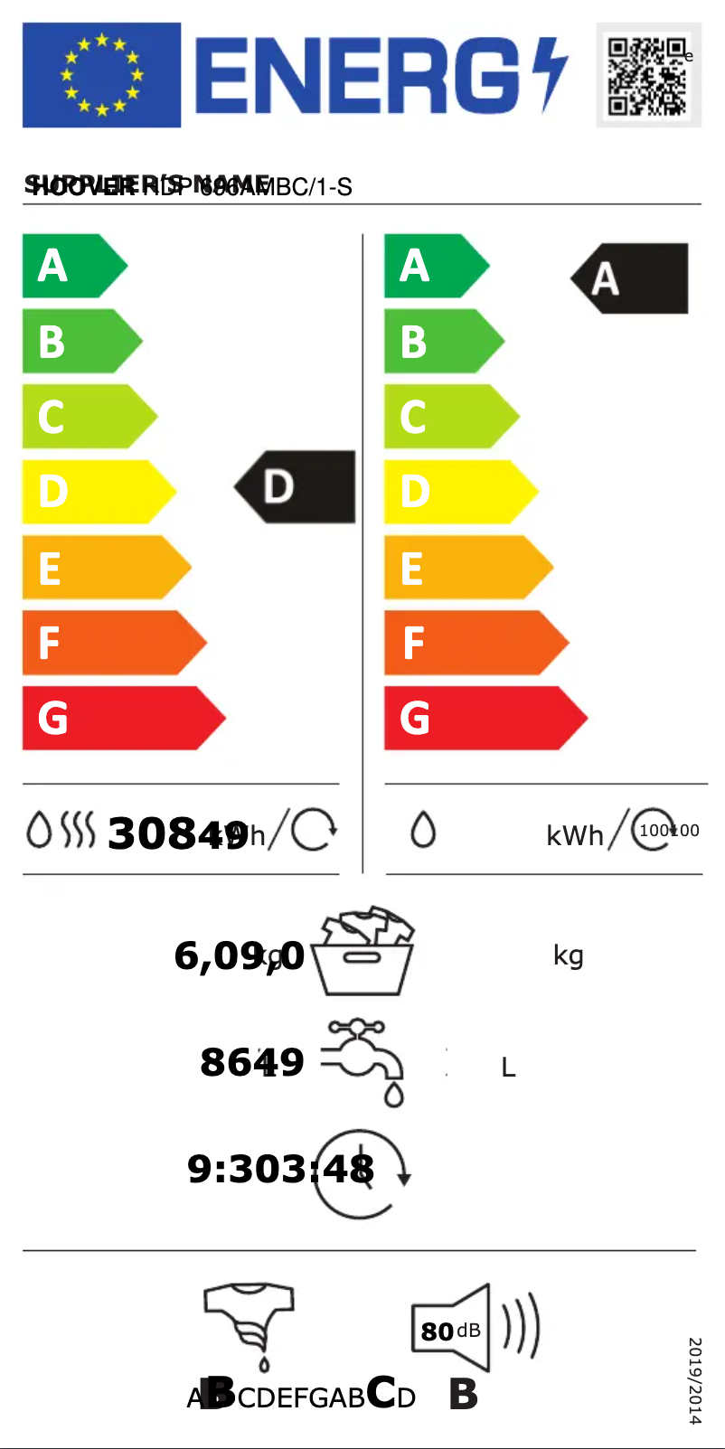 First page image of the manual for H-WASH&DRY 500 HDP 696AMBC/1-S