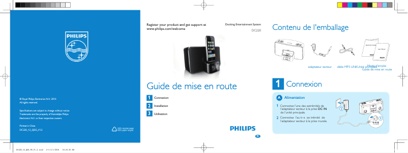 Page 1 of the manual Quick Start Guide Philips DC220