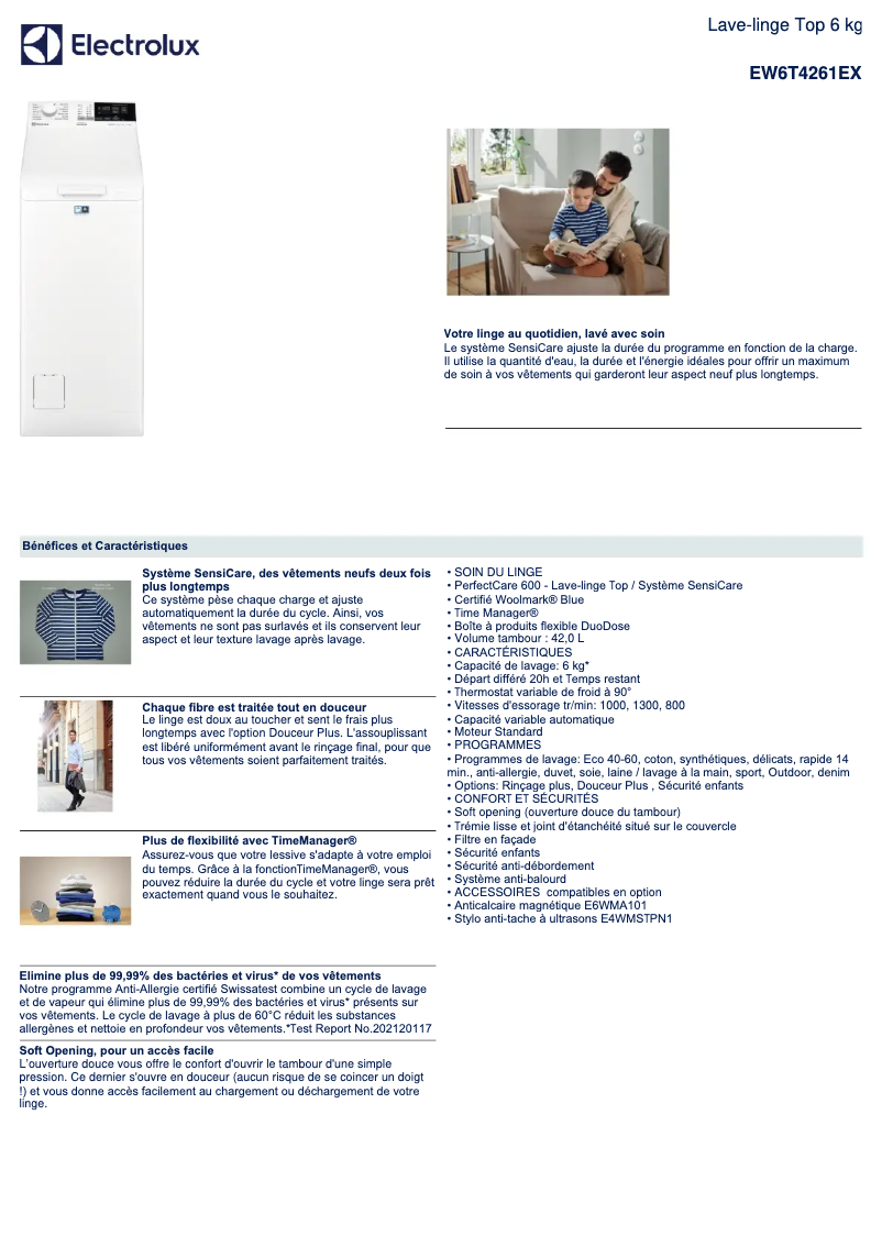 First page image of the manual for EW6T4261EX