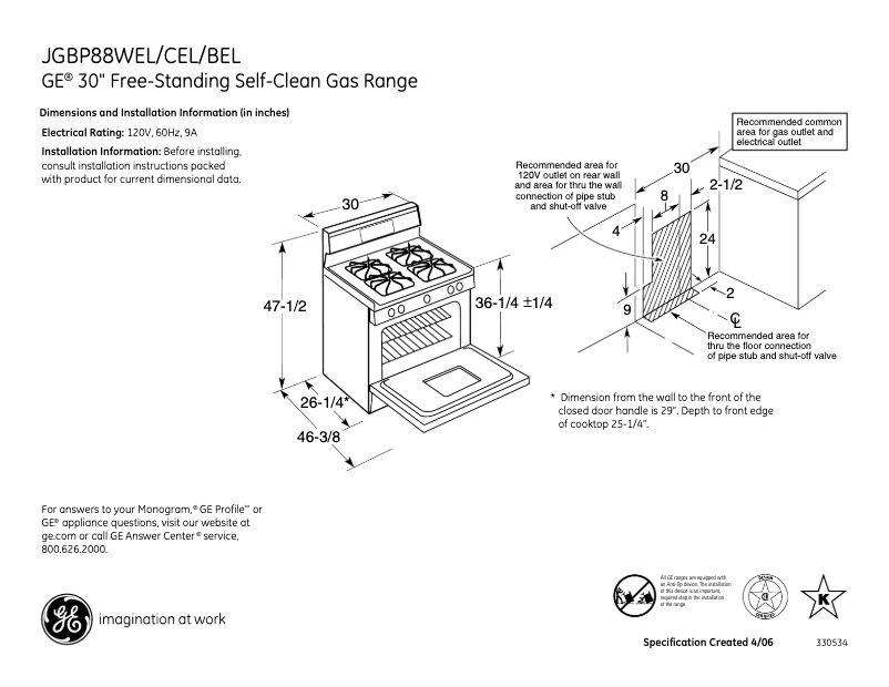 First page image of the manual for JGBP88WELWW