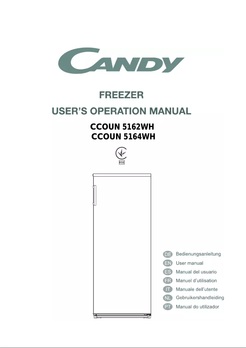 Page 1 of the manual User Manual Candy CCOUN 5162WH