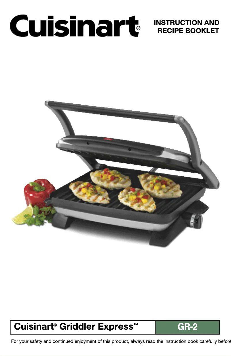 Page 1 of the manual User Manual Cuisinart GR-2