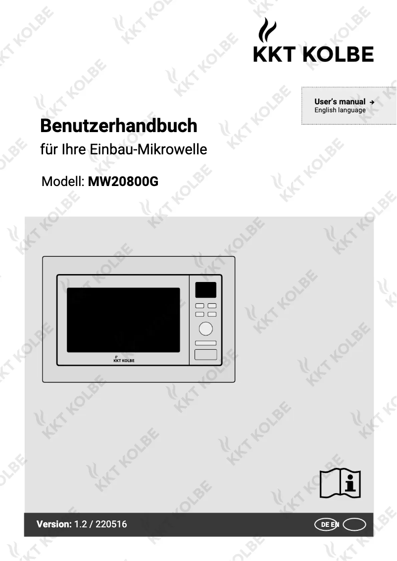 Page 1 of the manual User Manual KKT Kolbe MW20800G