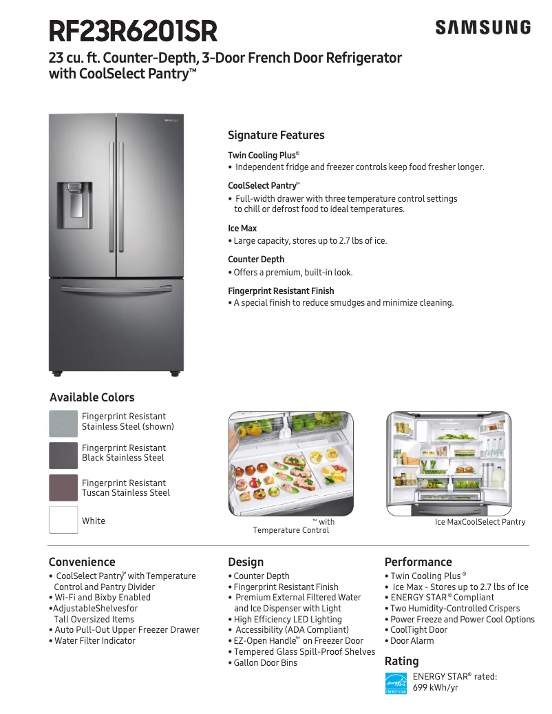 First page image of the manual for RF23R6201SG