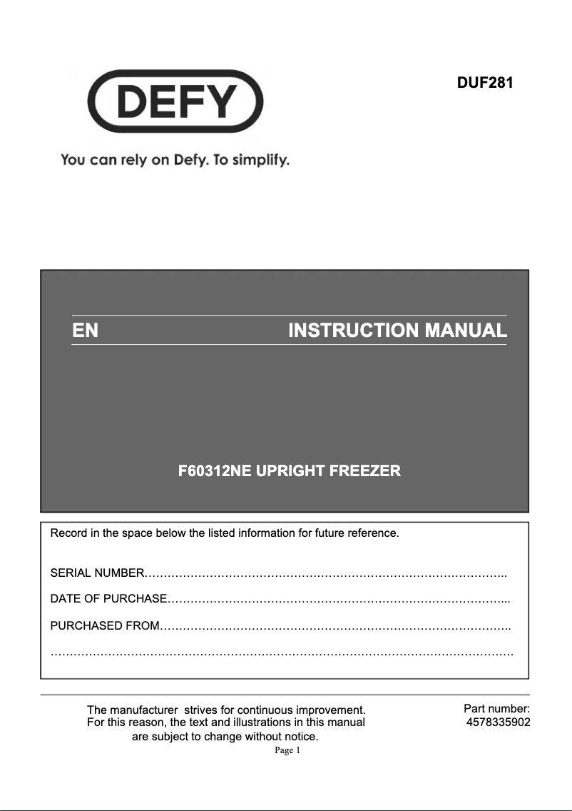 First page image of the manual for F60312NE