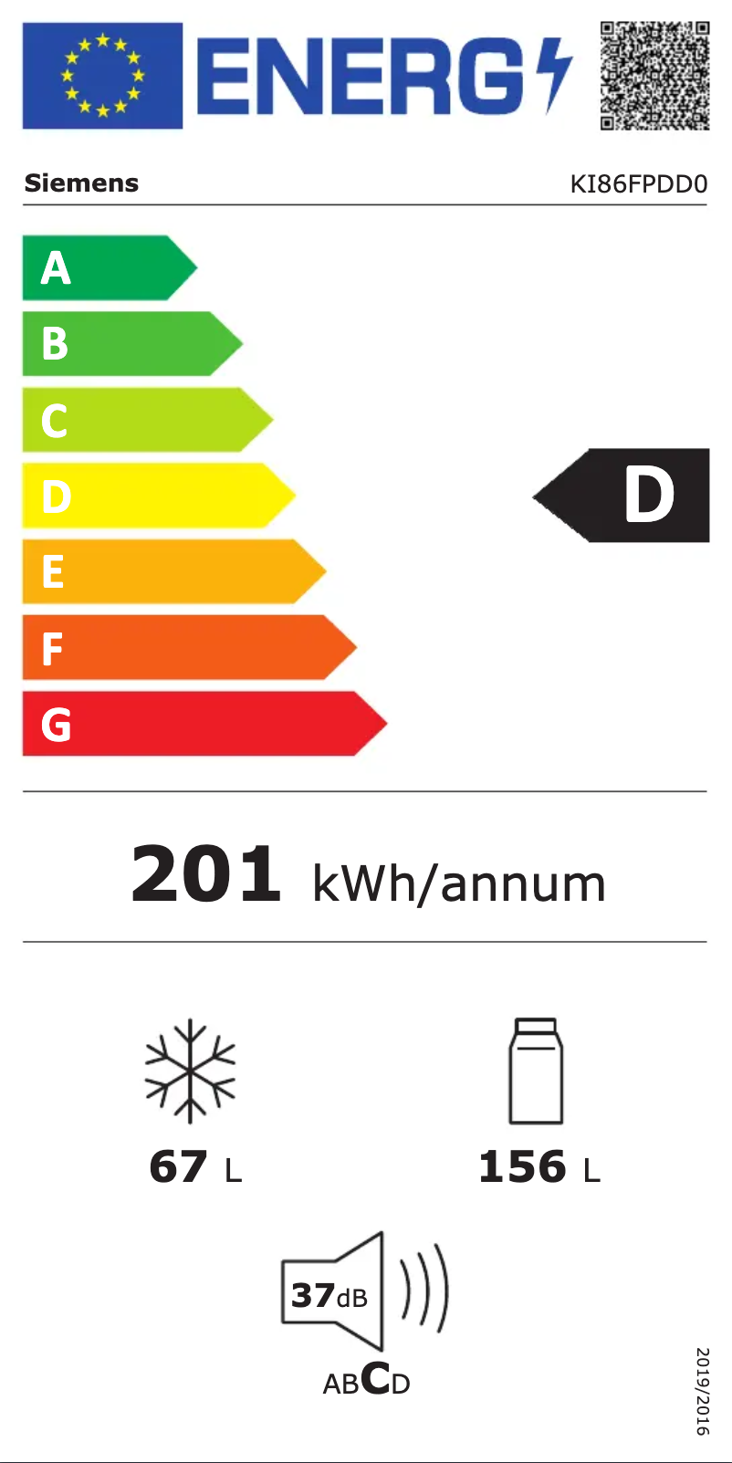 Page 1 of the manual Energy Label Siemens KI86FPDD0