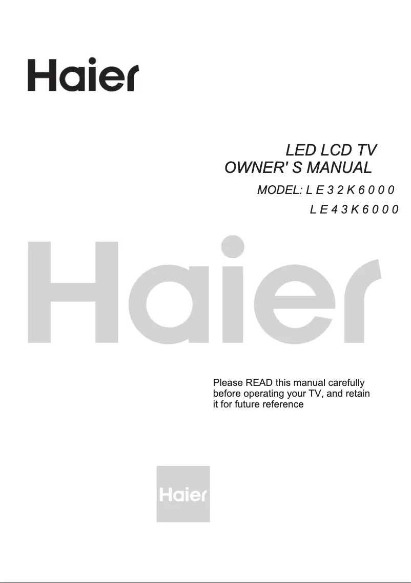 First page image of the manual for LE32K6000