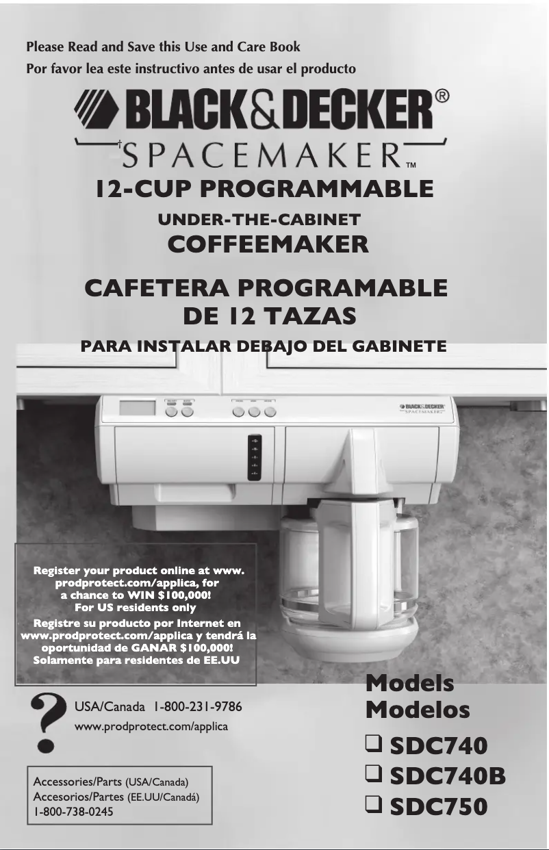First page image of the manual for SpaceMaker SDC740B