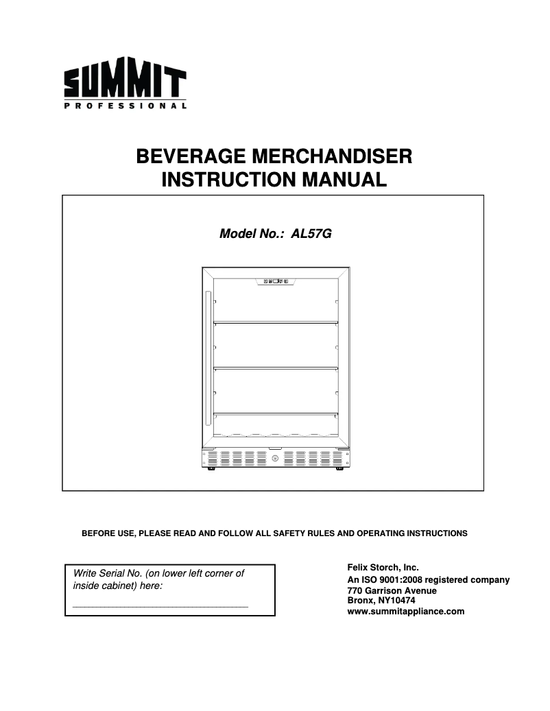 Page 1 of the manual Installation Guide Summit AL57GPNR