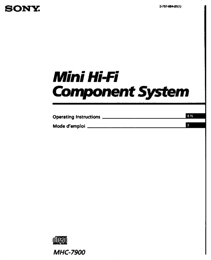 First page image of the manual for MHC-7900