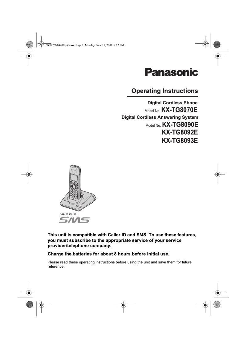 Page 1 of the manual User Manual Panasonic KX-TG8093E