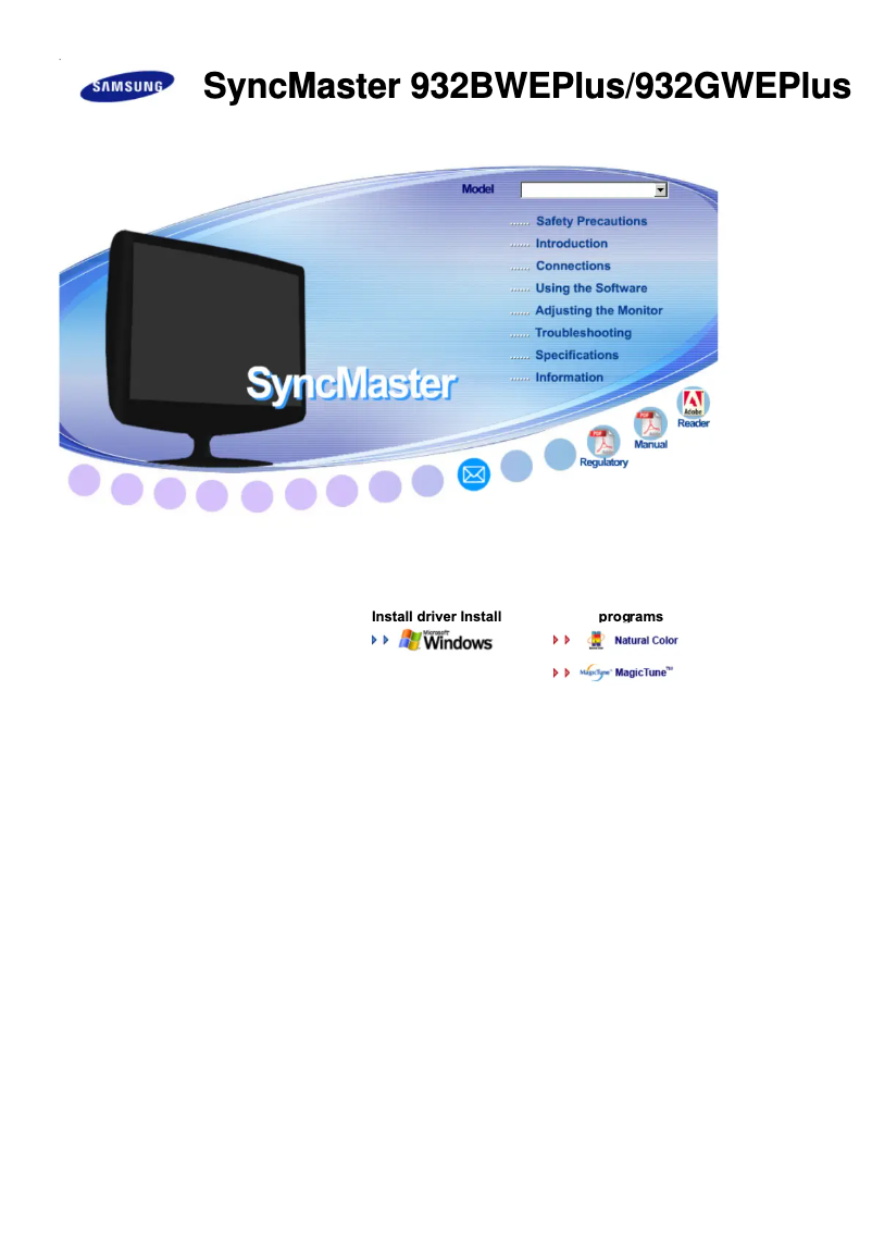 First page image of the manual for SyncMaster 932GWE Plus