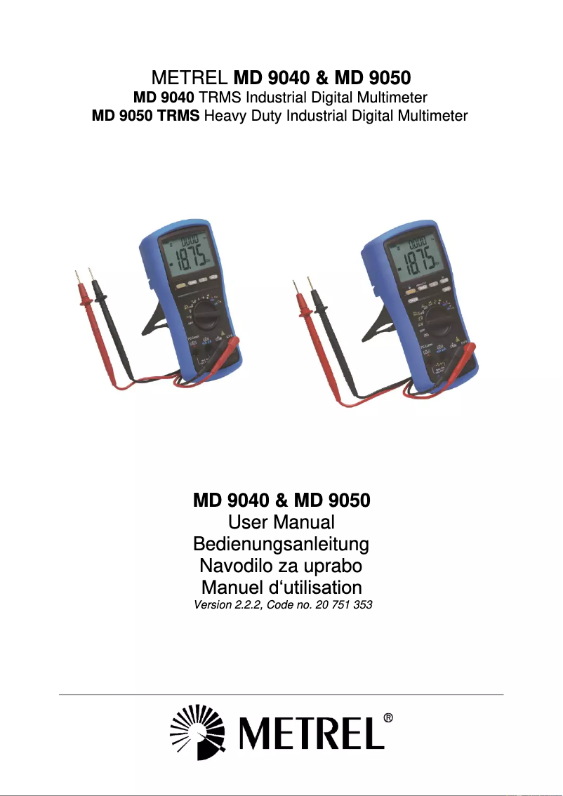 First page image of the manual for MD 9050