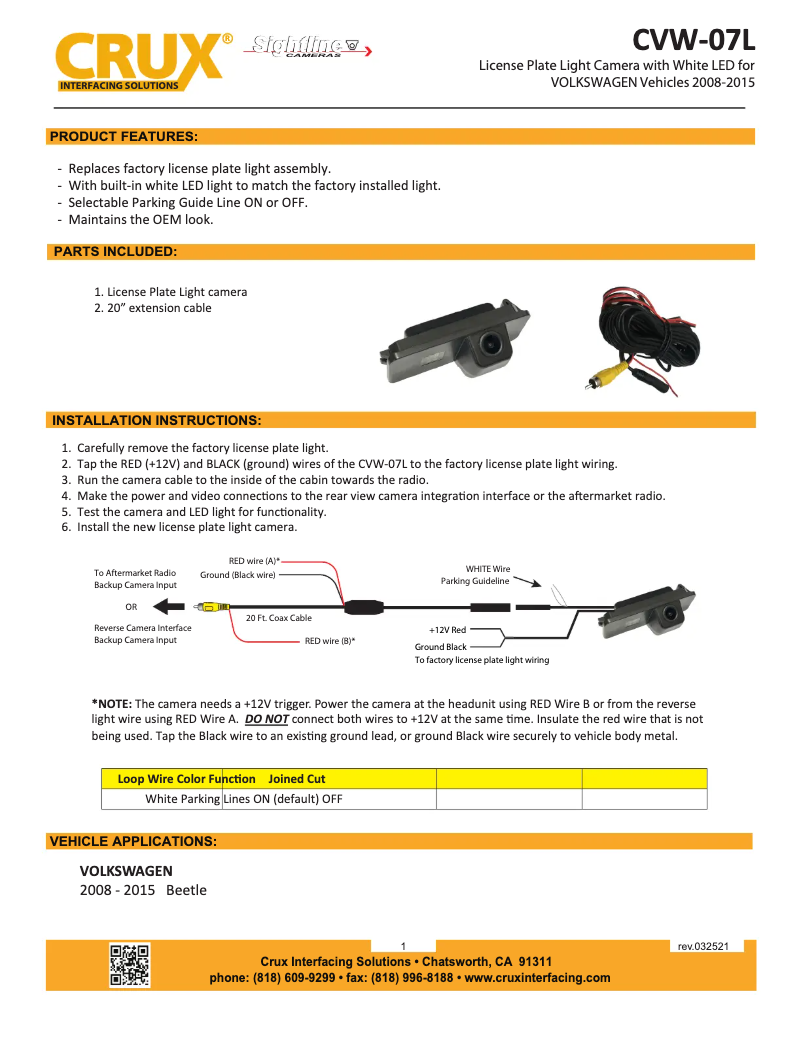 Page 1 of the manual User Manual CRUX CVW-07L