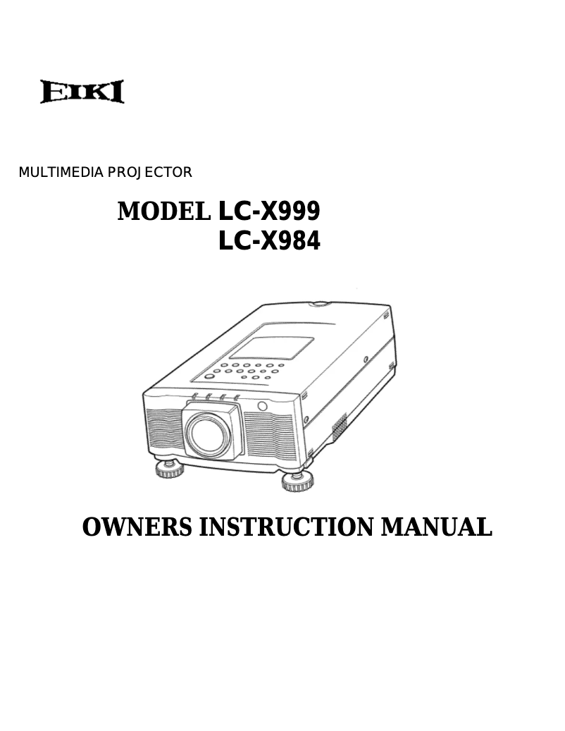 Page 1 of the manual User Manual EIKI LC-X999