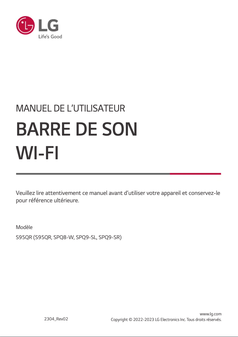 First page image of the manual for S95QR