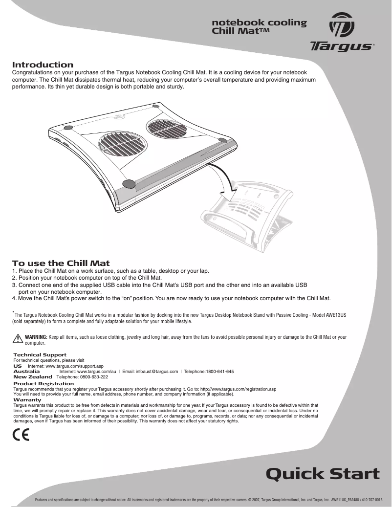 Page 1 of the manual User Manual Targus AWE11US