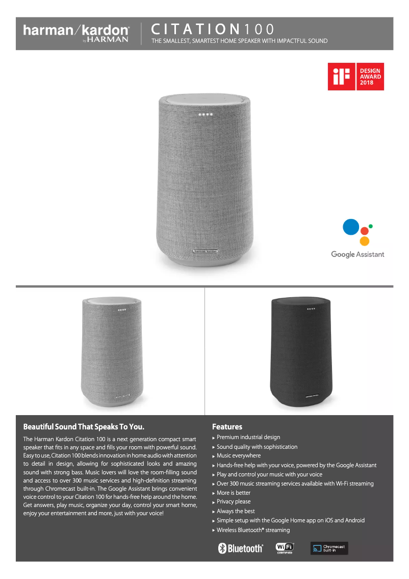 Page 1 of the manual Technical Sheet Harman Kardon Citation 100
