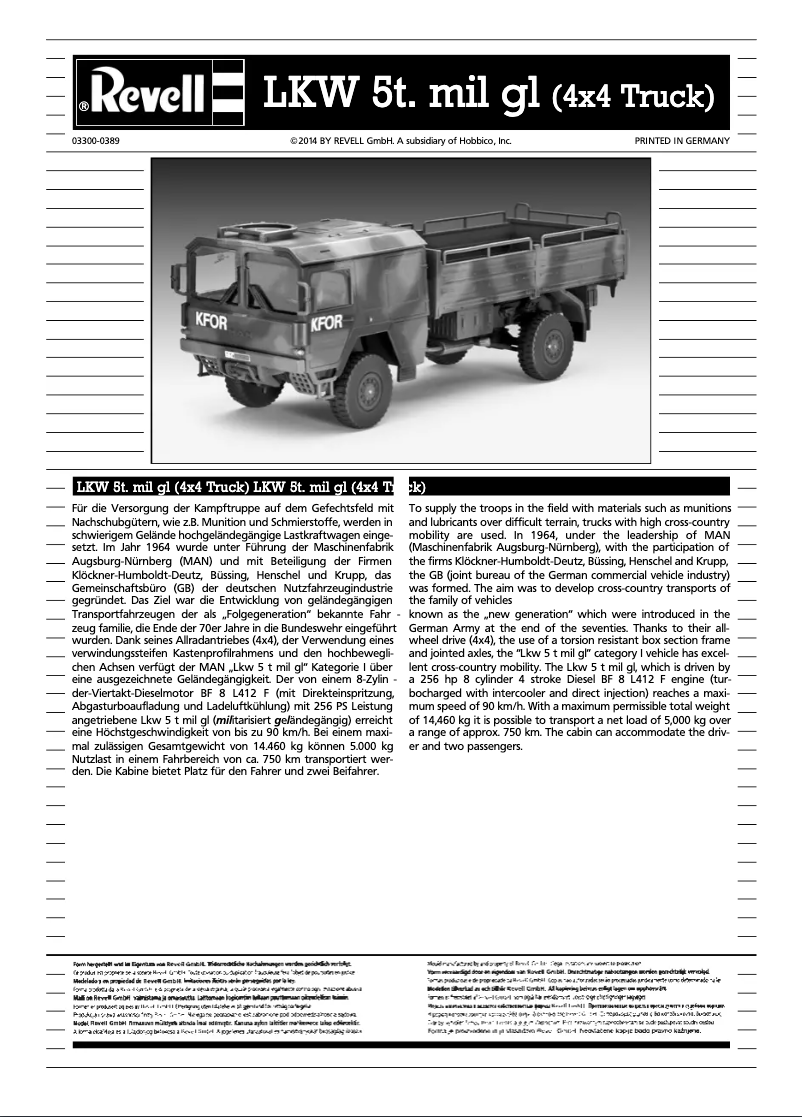 Page 1 of the manual User Manual Revell LKW 5t.mil gl (4x4 Truck)