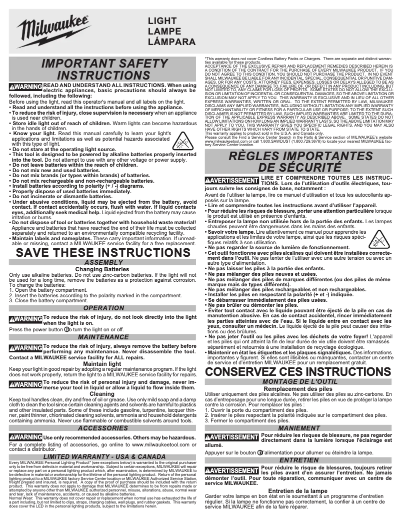 Page 1 of the manual User Manual Milwaukee 2107S