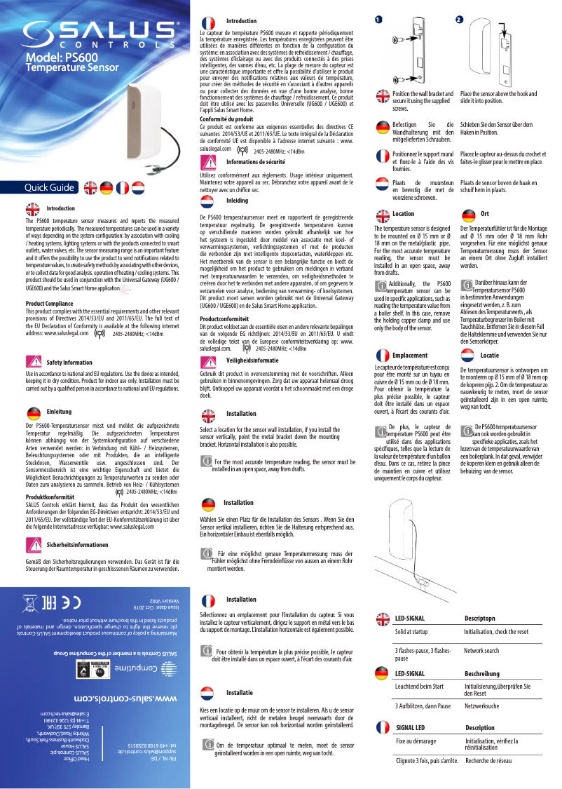 Page 1 of the manual User Manual Salus PS600