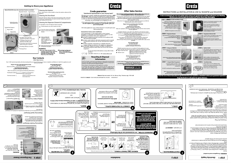Page 1 of the manual User Manual Creda W200FW