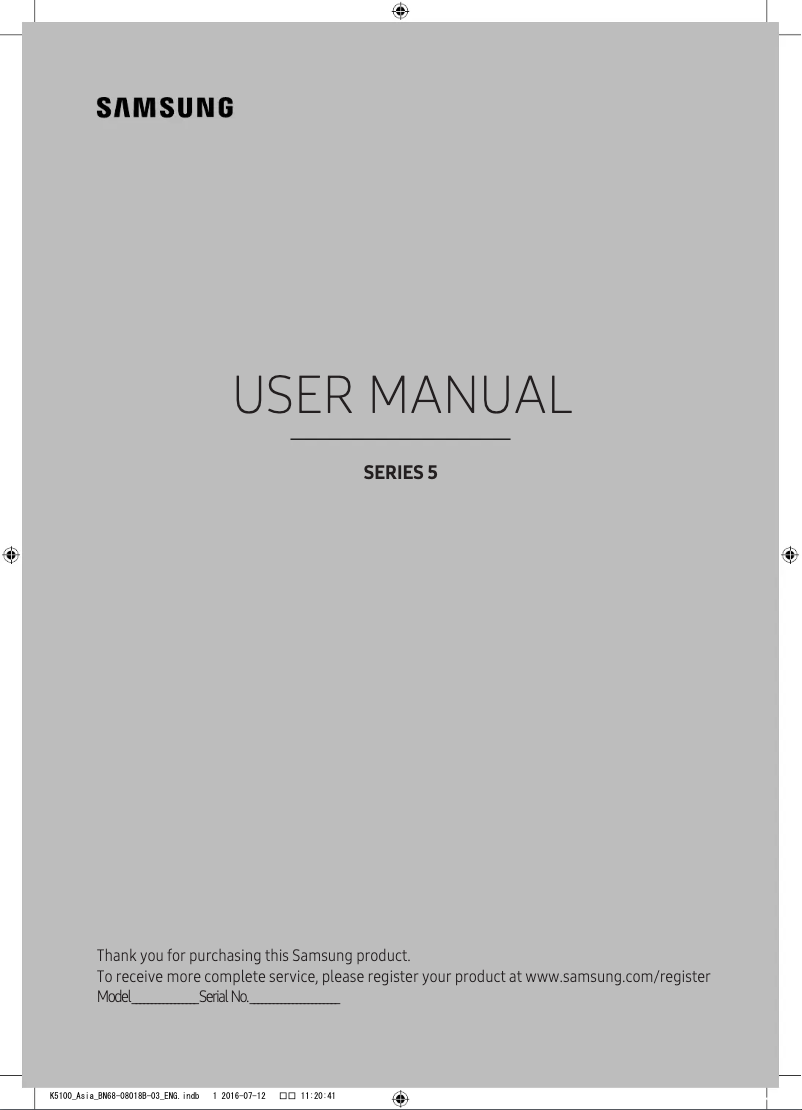 Page 1 of the manual User Manual Samsung UA55K5100AW