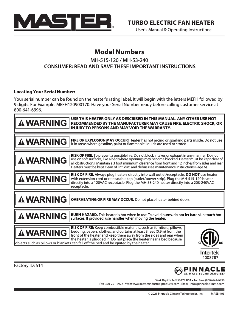 First page image of the manual for MH-53-240
