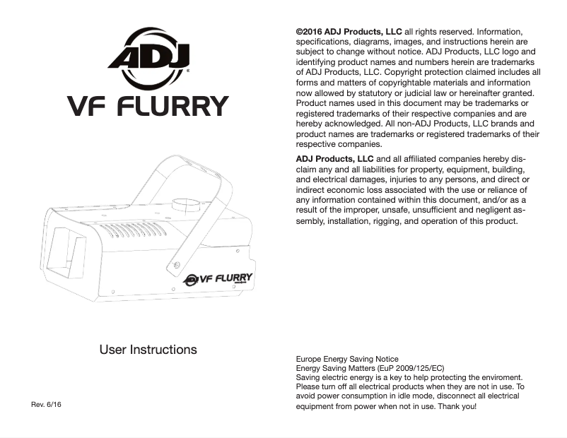 Page 1 of the manual User Manual American DJ VF Flurry