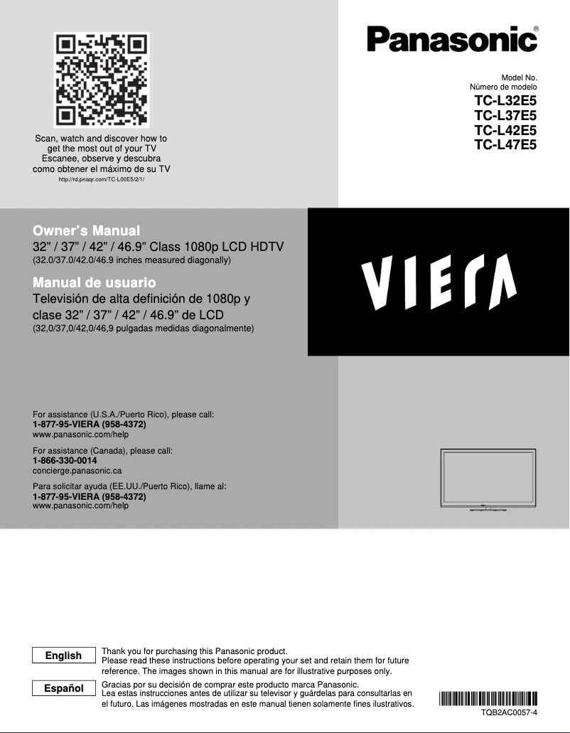 Page 1 of the manual User Manual Panasonic Viera TC-L37E5