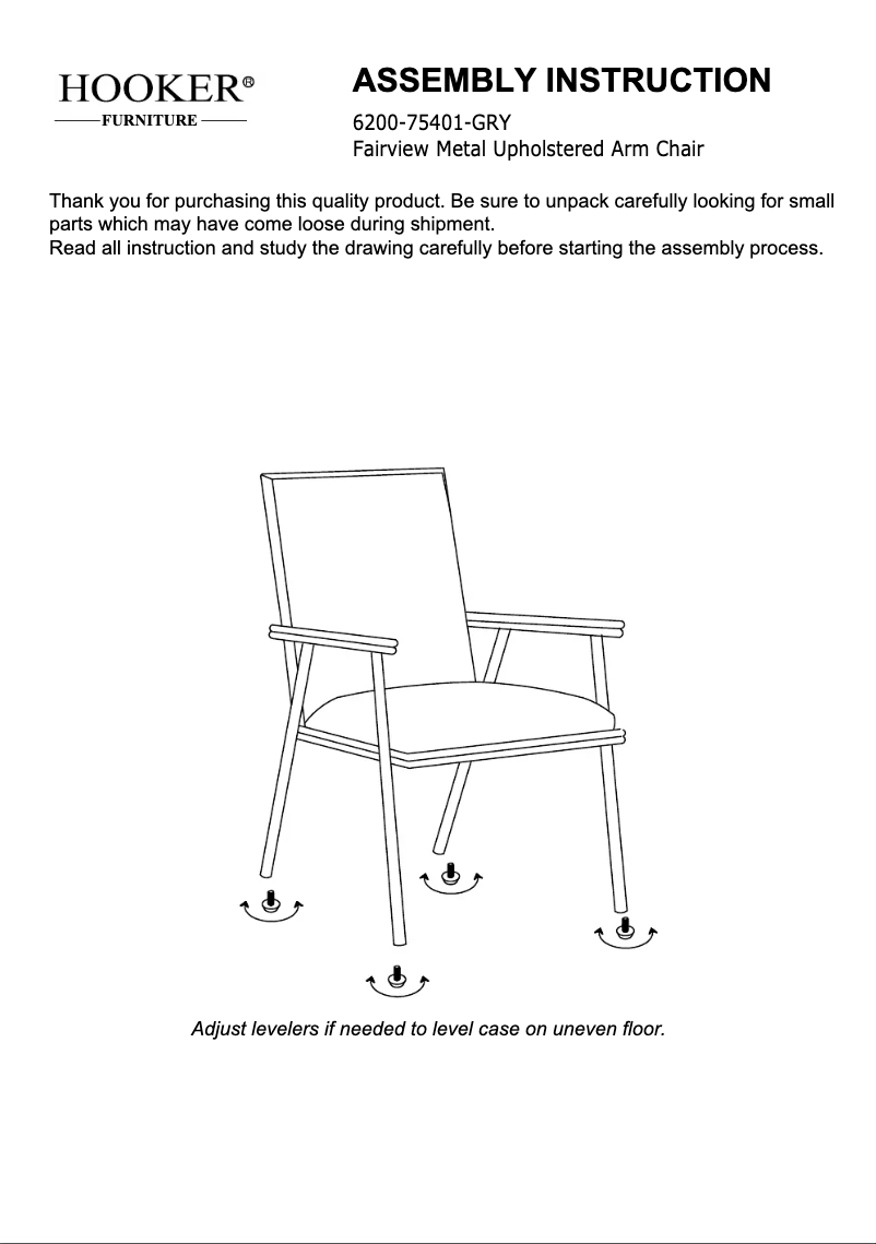 First page image of the manual for 6200-75401-GRY