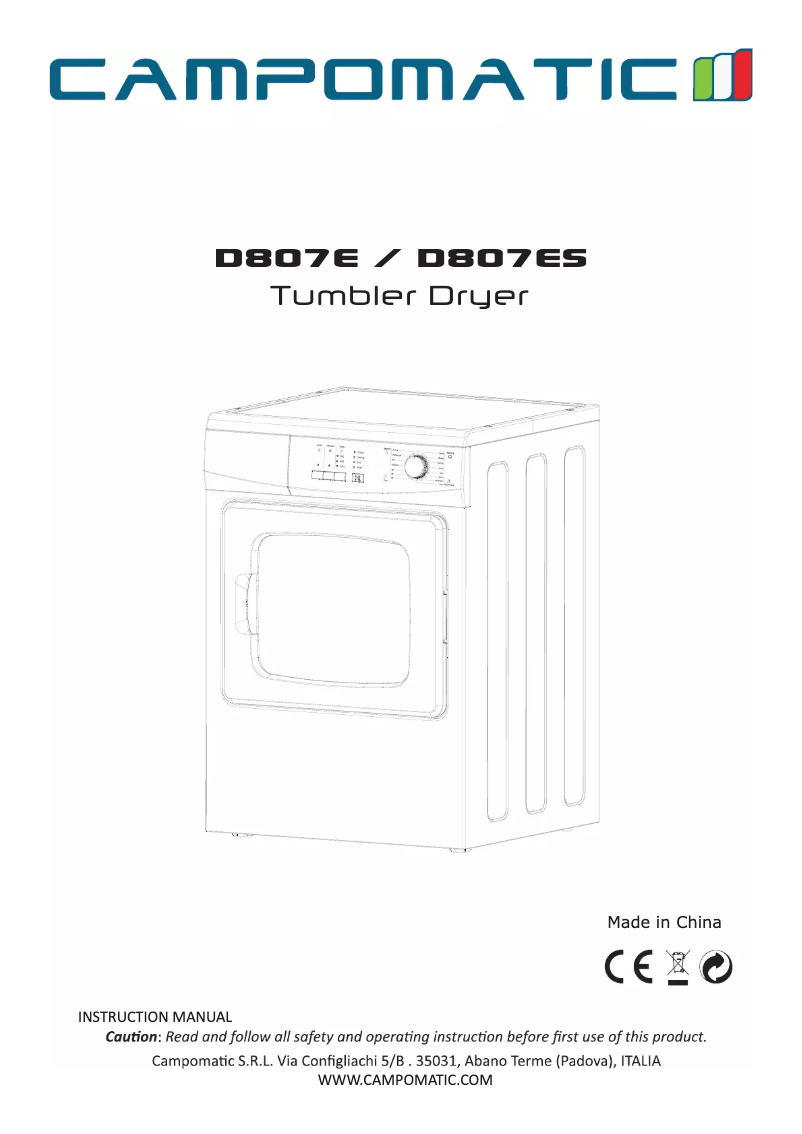 First page image of the manual for D807ES