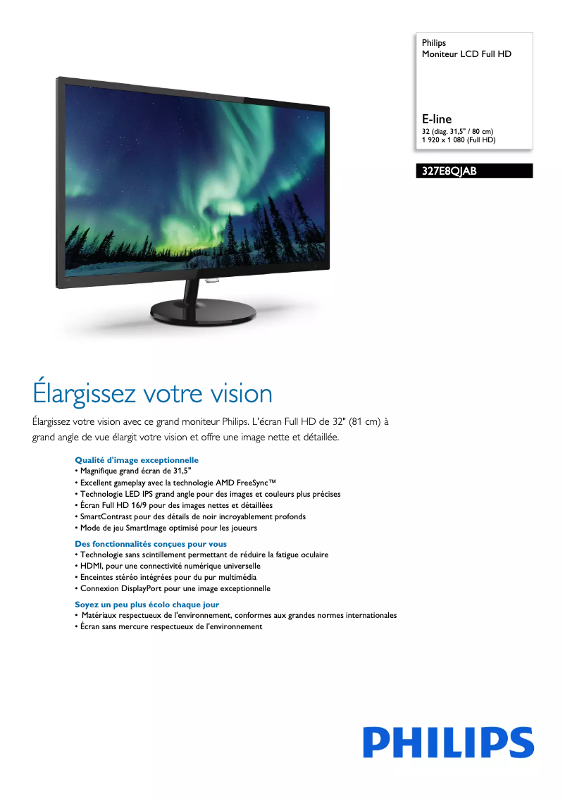 First page image of the manual for E Line 327E8QJAB