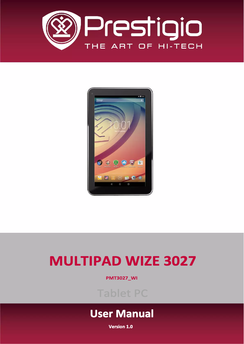 Page 1 of the manual User Manual Prestigio MultiPad Wize 3027