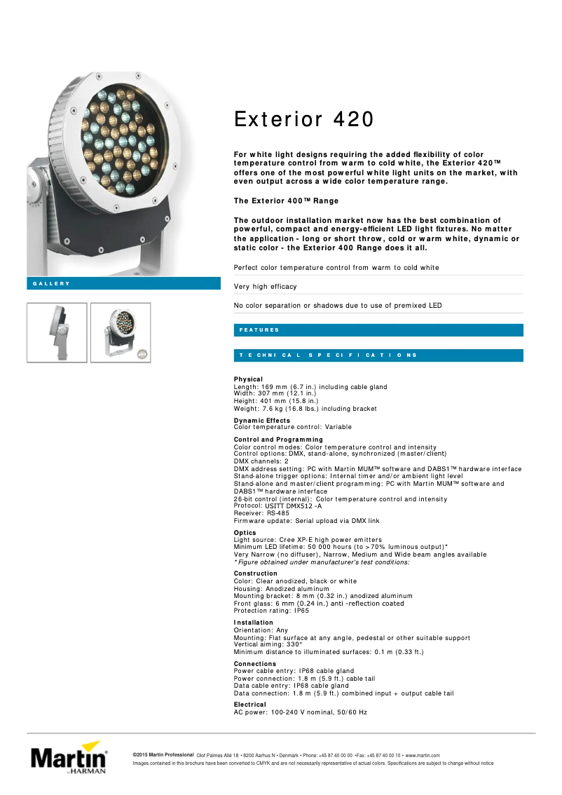 First page image of the manual for Exterior 420