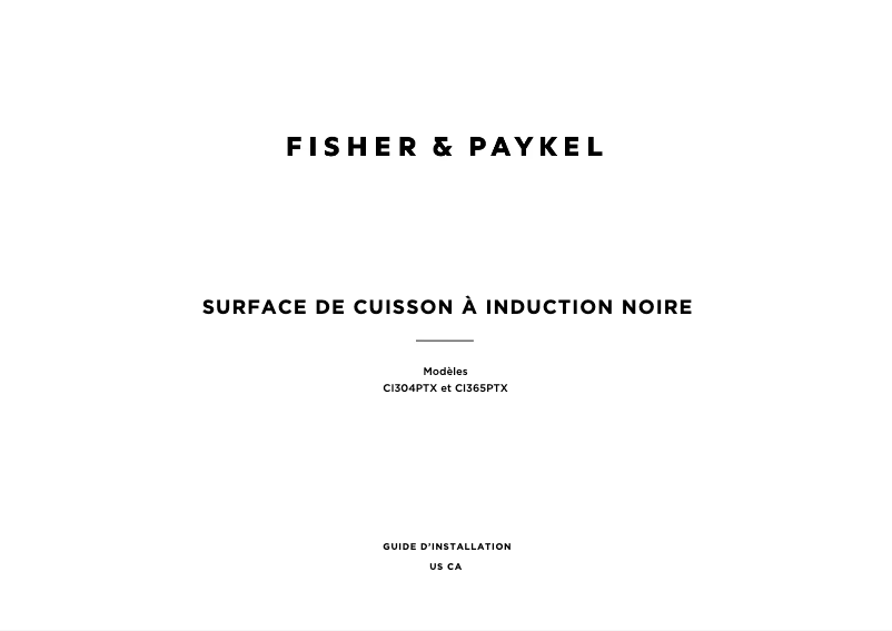 Page 1 of the manual Installation Guide Fisher & Paykel CI365PTX4