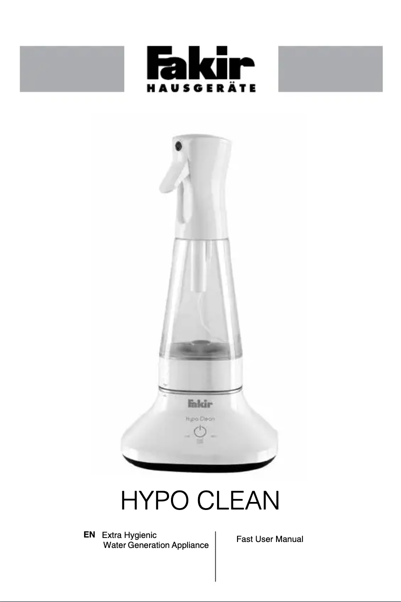 Page 1 of the manual Quick Start Guide Fakir Hypo Clean