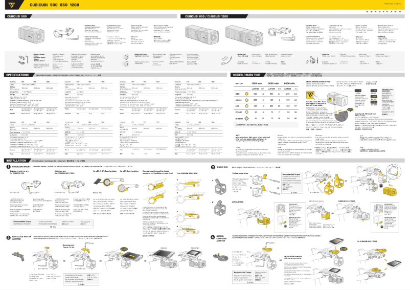 Page 1 of the manual User Manual Topeak CUBICUBI 850