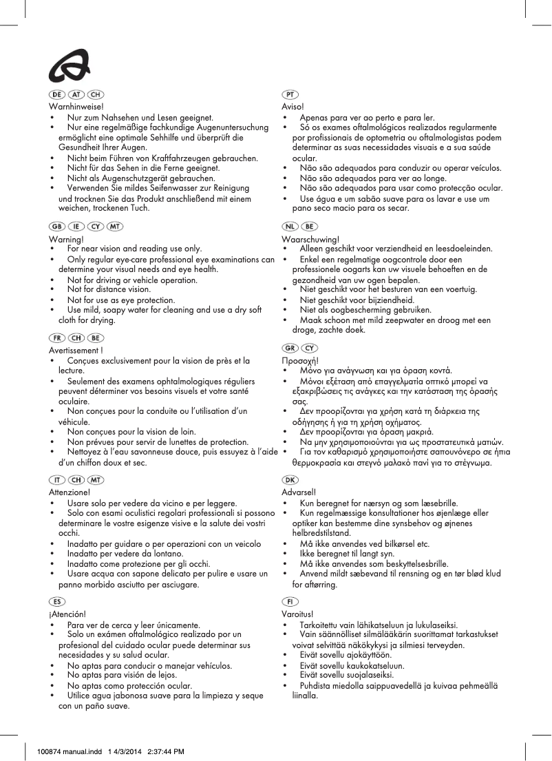 Page 1 of the manual User Manual Auriol IAN 100874