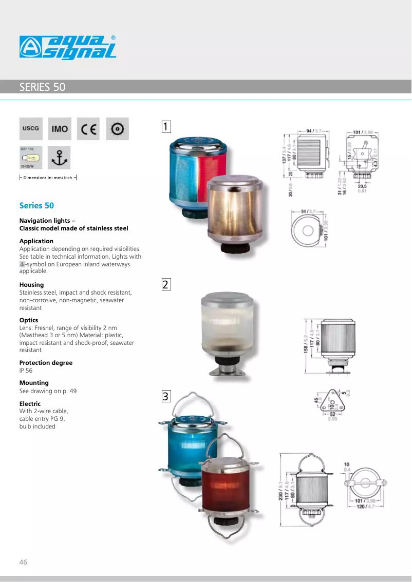 Page 1 of the manual User Manual Aqua Signal Serie 50